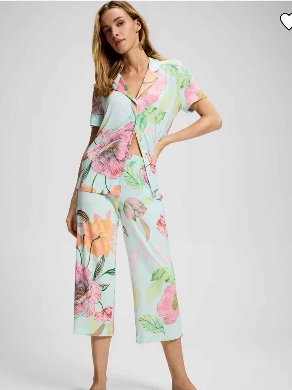 SOMA Cool Nights Sleep EXTRA LARGE Cropped Pajamas Set buttoned shirt crop pant
